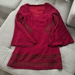 Francesca's Collections Red Asymmetrical Embellished Dress